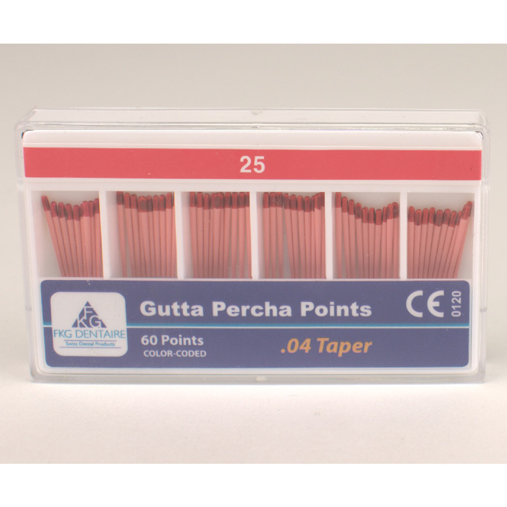 Pointe de gutta-percha FKG 04. 025, 60 pièces