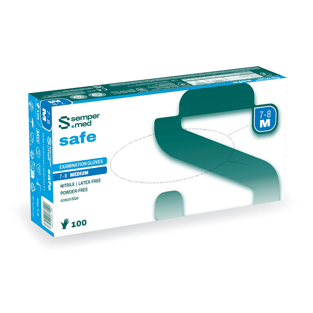 Sempermed safe Nitril Handschuhe M pf ocean blue 100St >CH