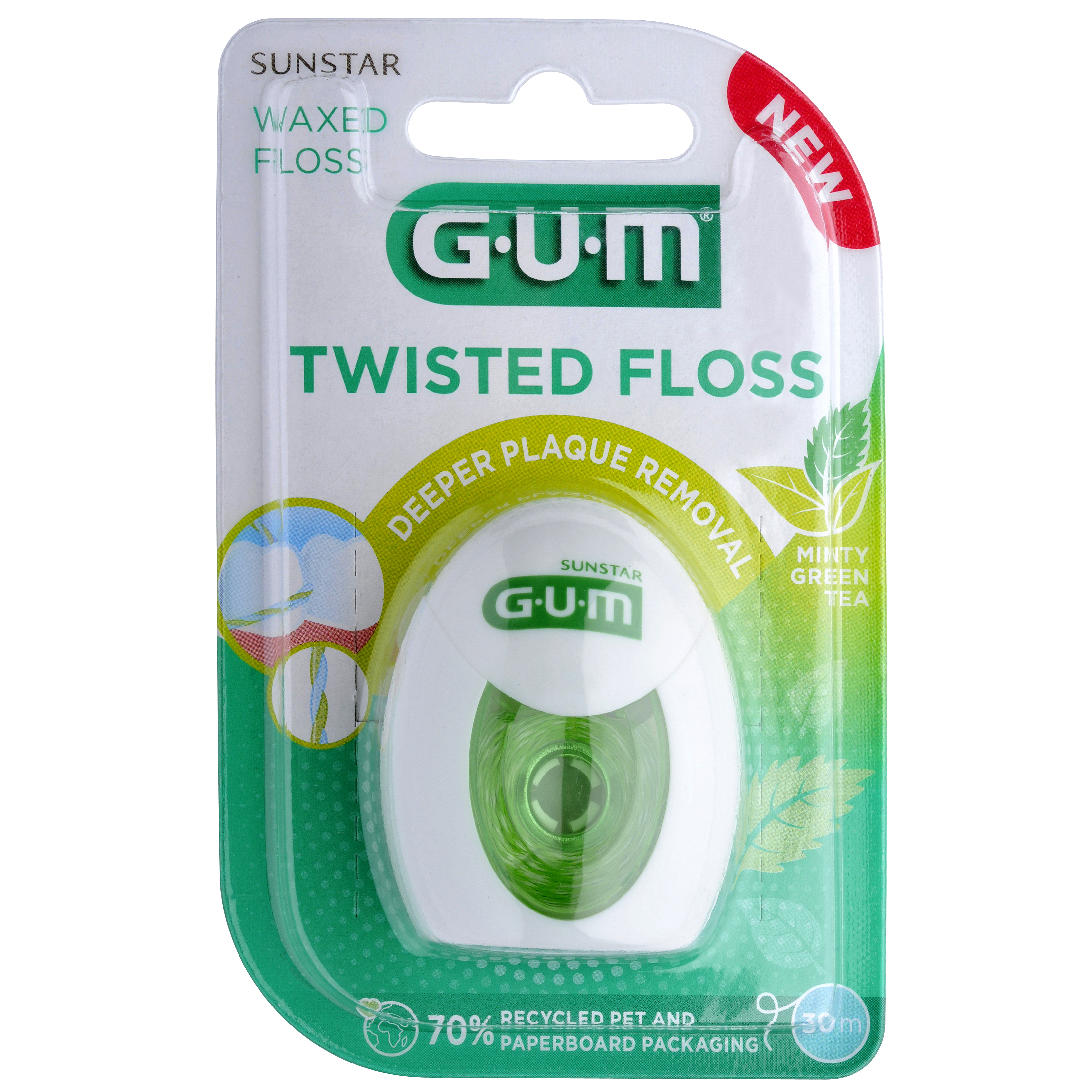 Fil dentaire ciré GUM TWISTED FLOSS, rouleau de 30 m