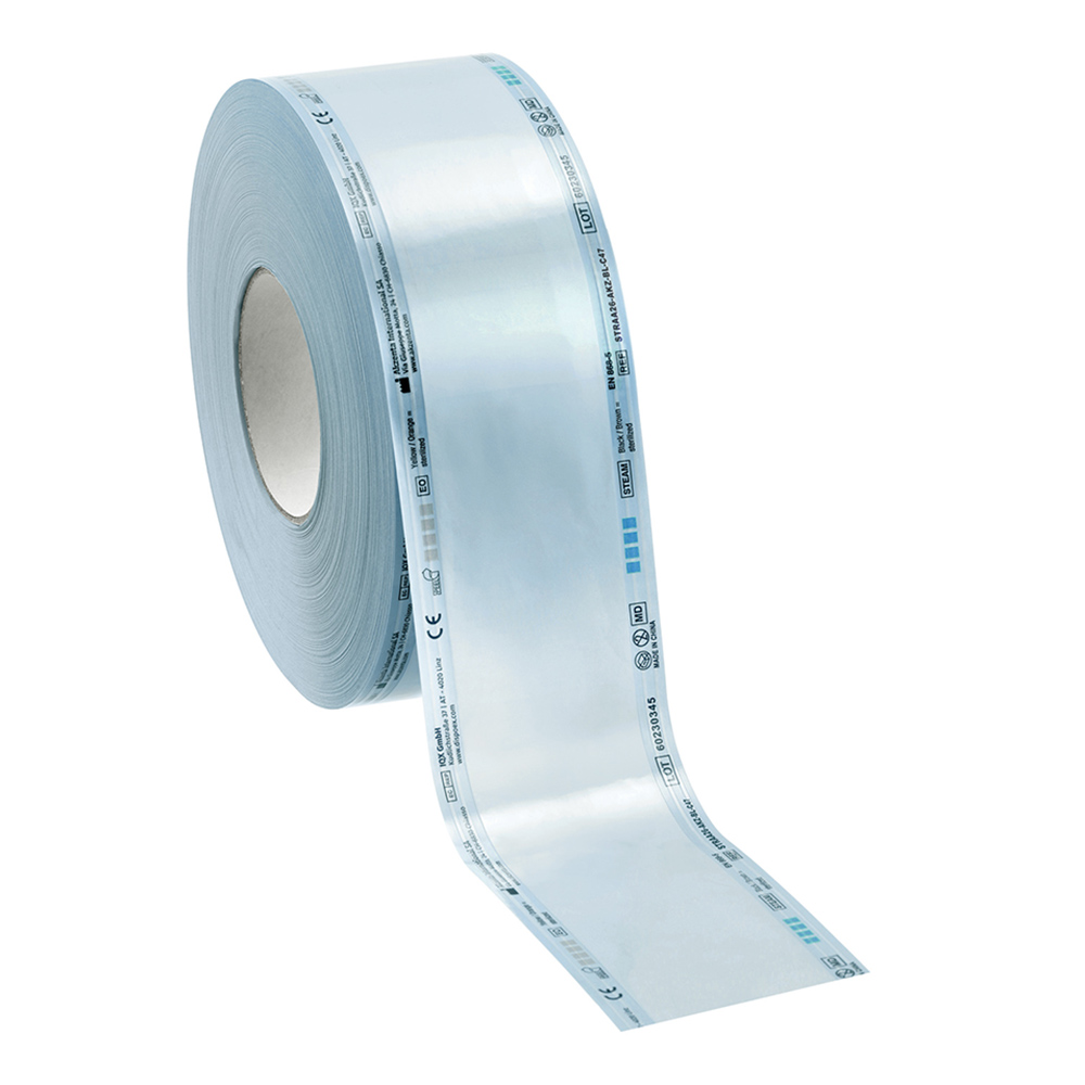 TOP SAFE rouleau de stérilisation 75 mm sans pli bleu, rouleau de 200 m