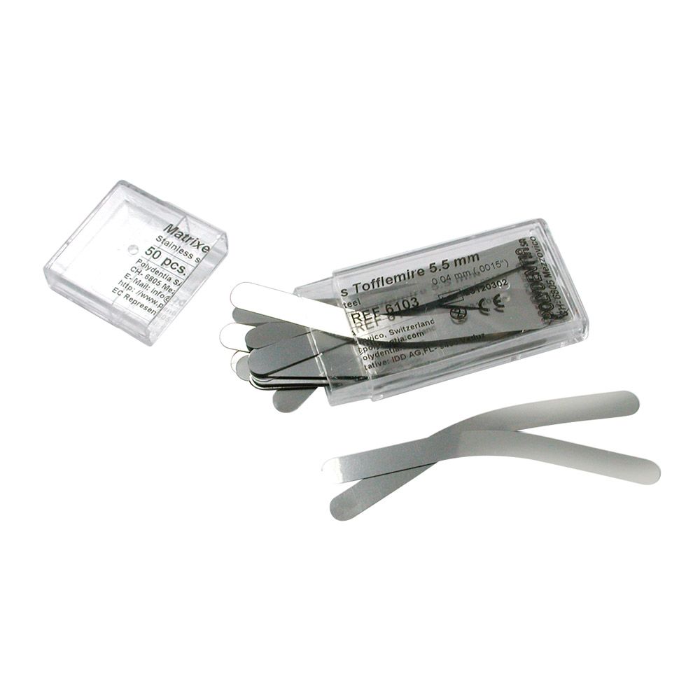 Matrices Tofflemire 0,025 x 6,3 mm en plomb, 50 pièces