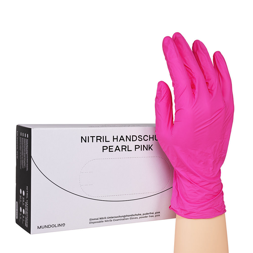Gants en nitrile Mundoline Pearl Taille S rose, 100 pièces