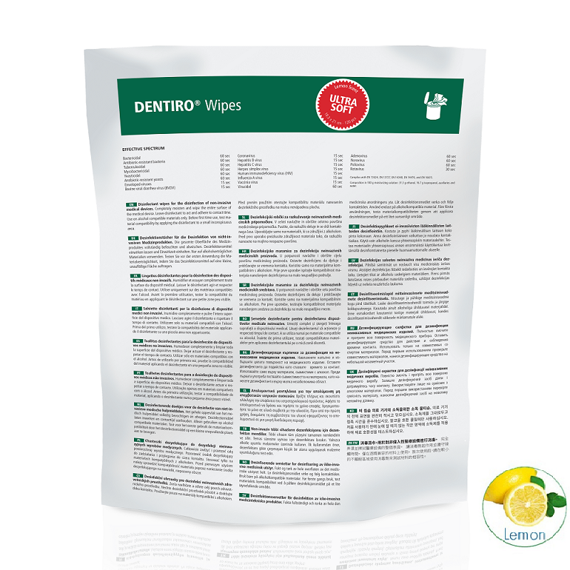 Dentiro Wipes Ultra Soft 19,3 x 21 cm Lemon, 120 Stück Refill
