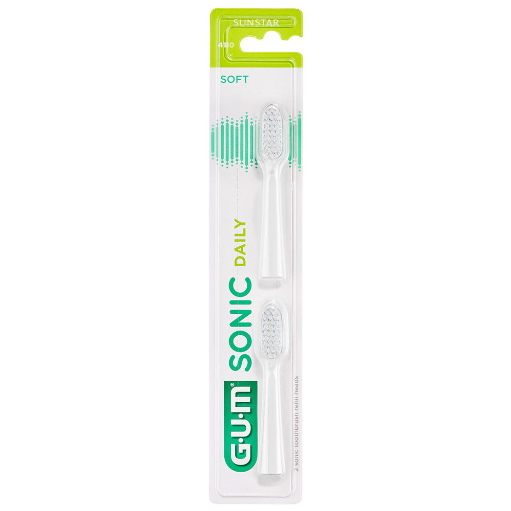 Brosse de rechange Gum SONIC Daily blanche, 2 pièces