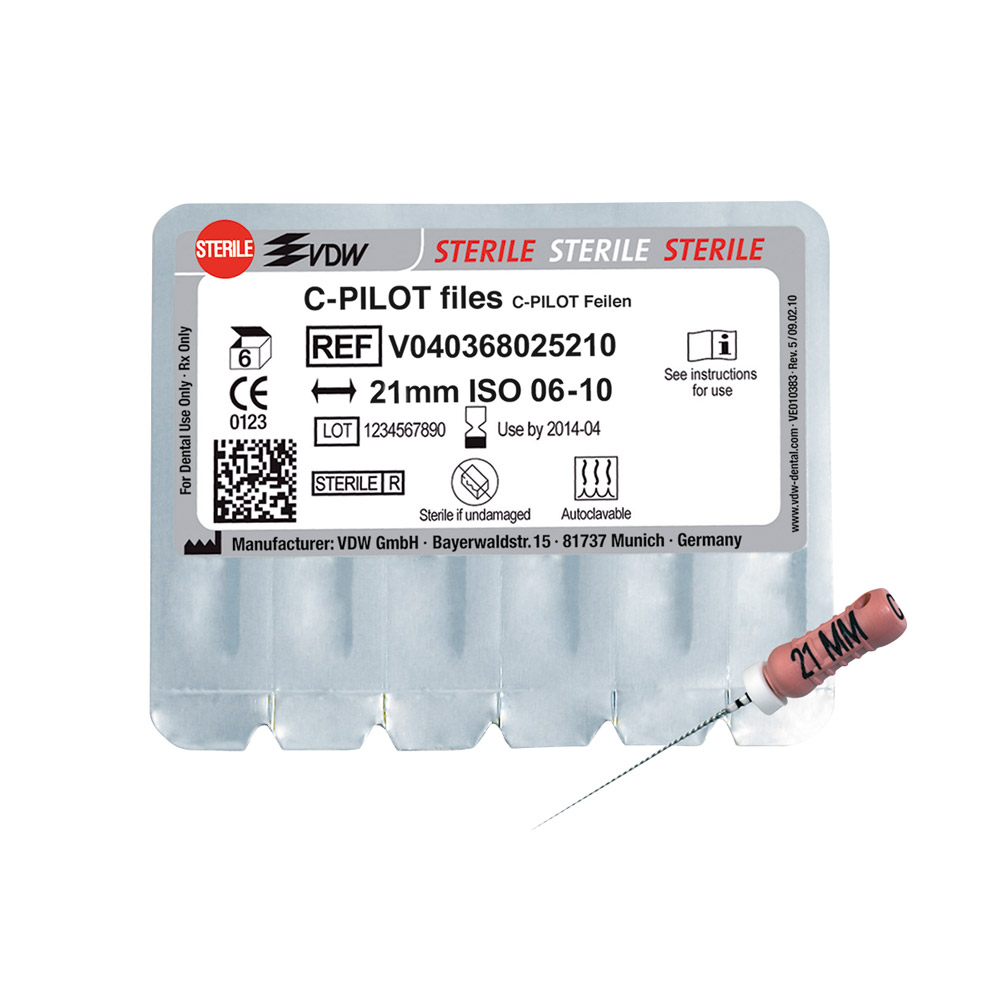 VDW C-Pilot lime stérile 21mm 010 6pces