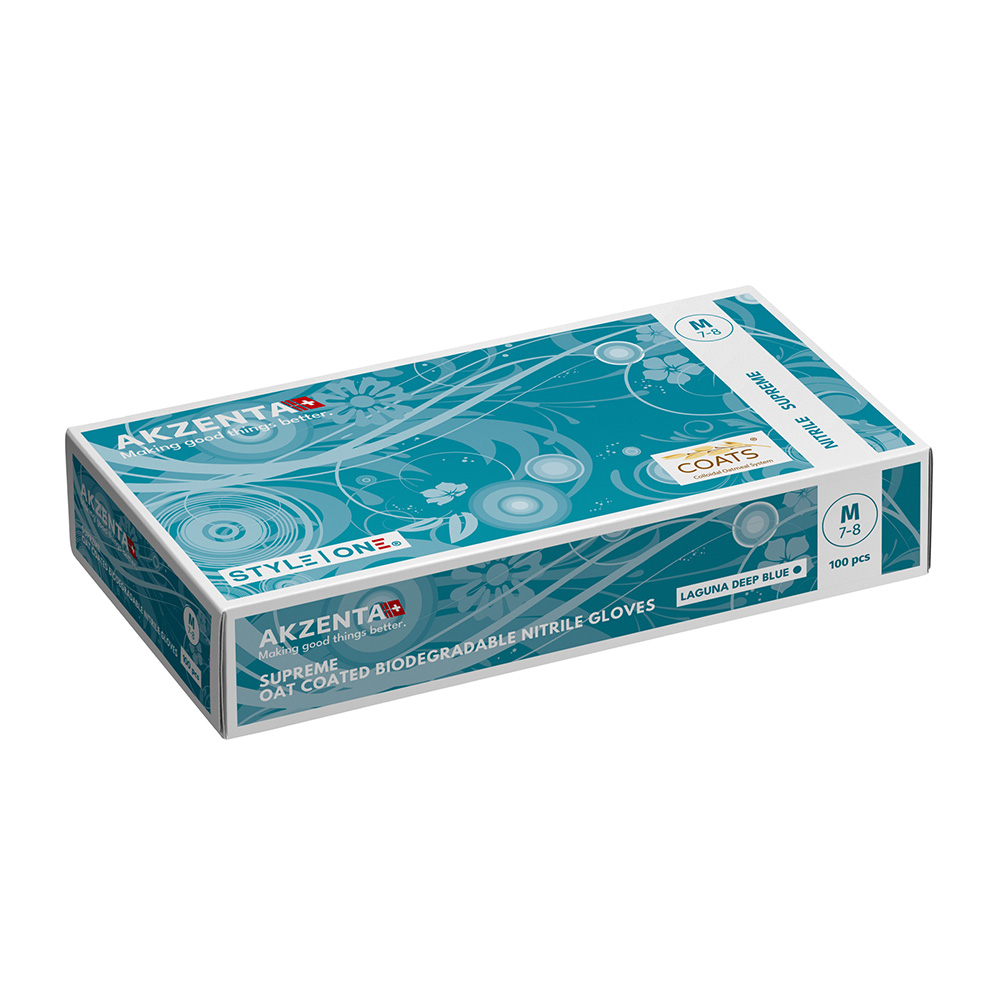 Akzenta Style One Supreme Nitril Handschuhe Gr. L Laguna Deep Blue, 100 Stück
