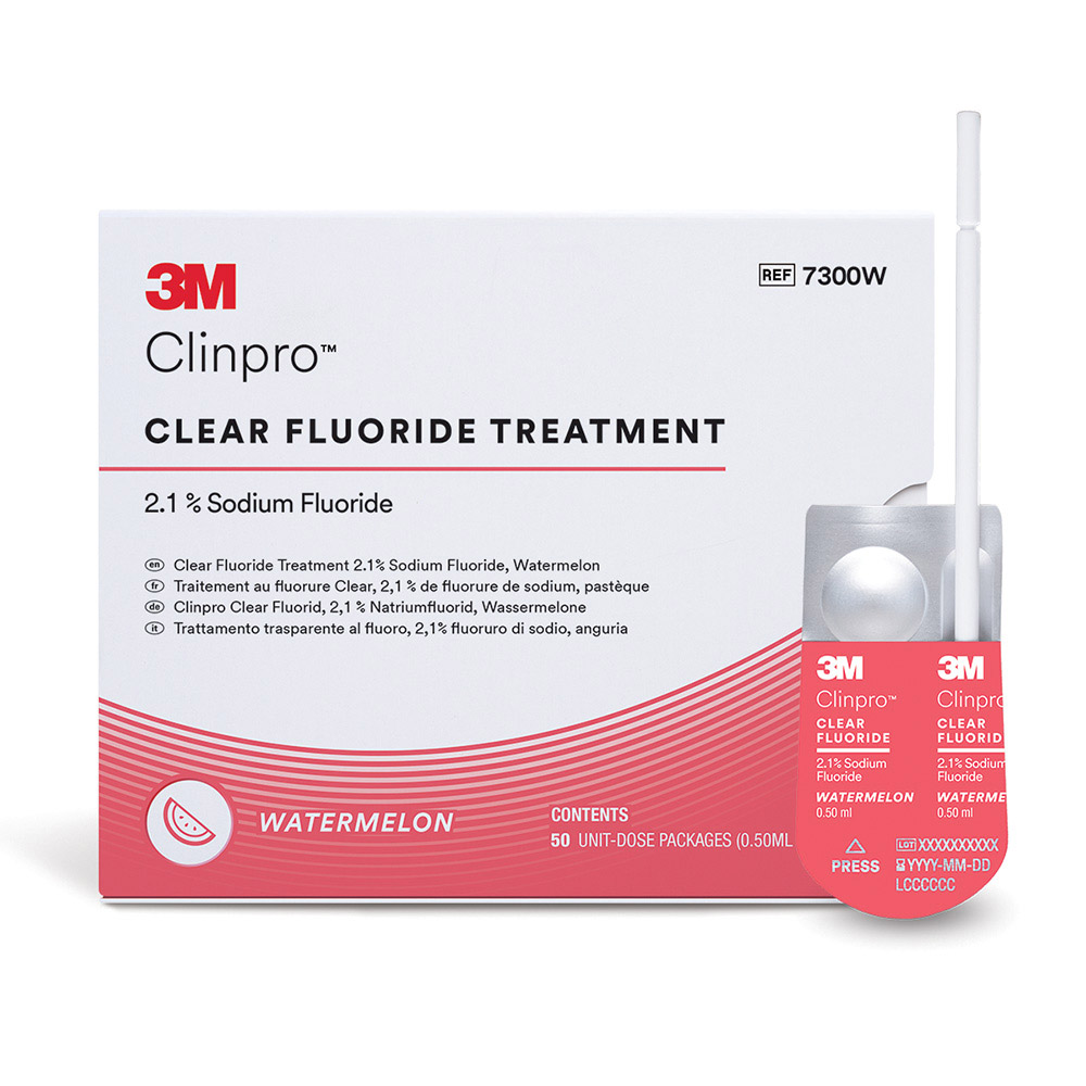 Clinpro Clear Fluorure Pastèque L-Pop, boîte de 50 x 0,5 ml