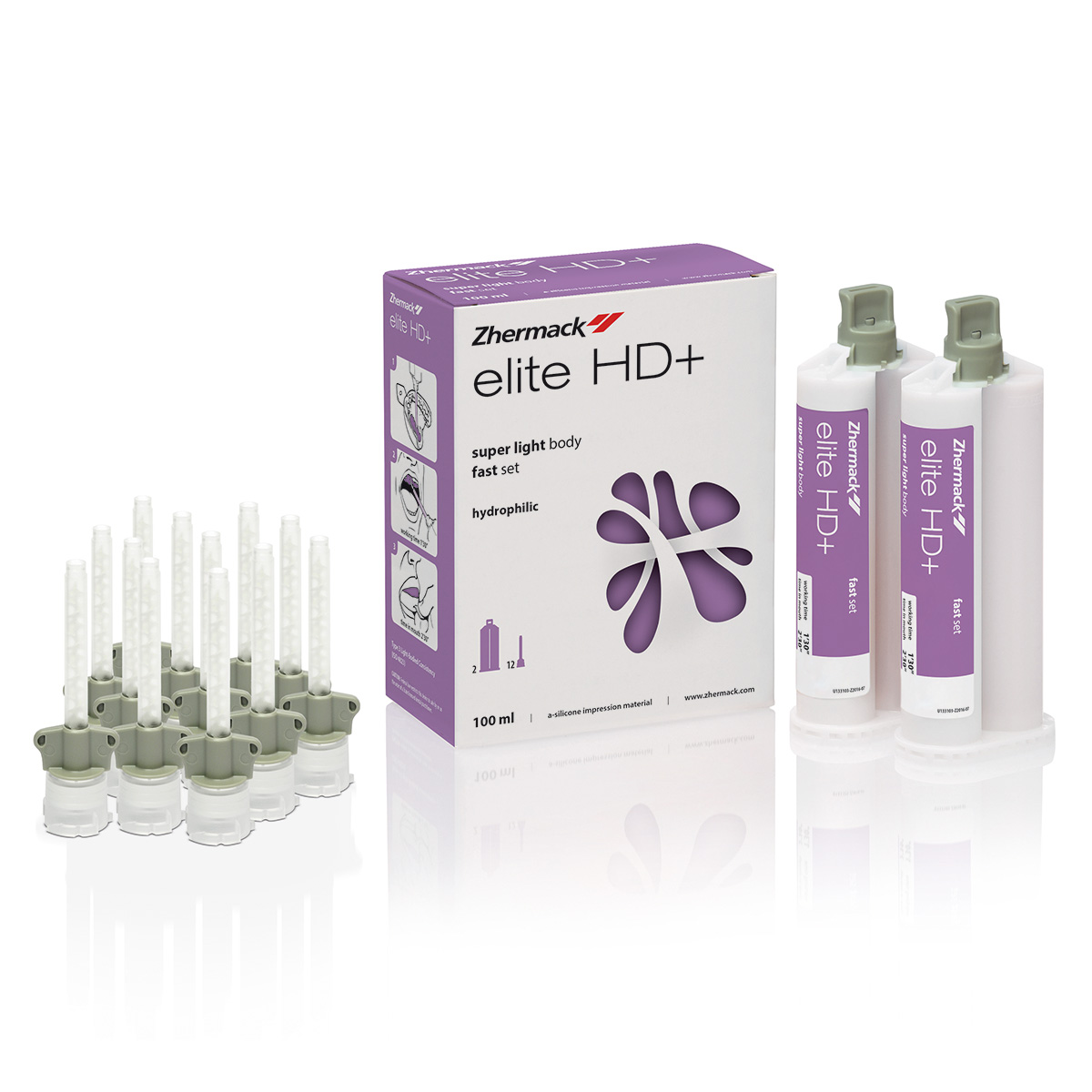 Elite HD+ super light body fast set, 2 x 50 ml Kartusche, 12 Mixing Tips