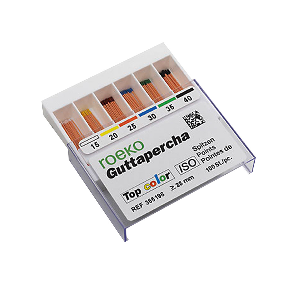 Pointes de gutta-percha Top-Color 50, boîte coulissante de 100 pièces
