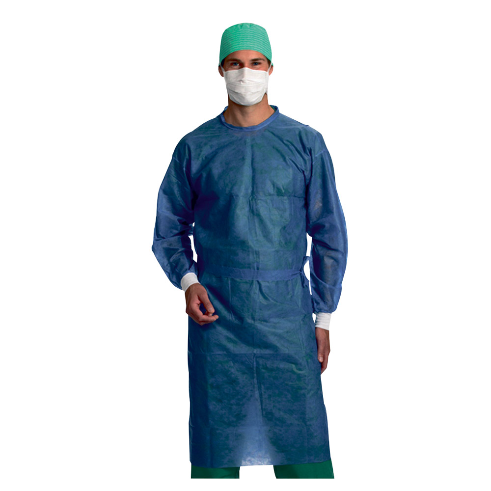 Blouse de protection barrière taille L stérile bleue, 52 pièces