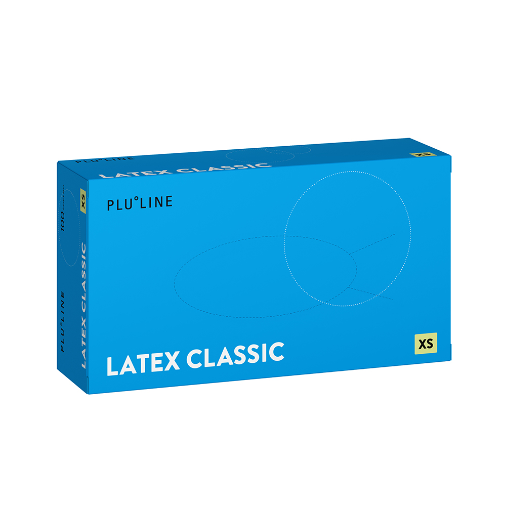 Gants PLULINE Latex Classic Taille XS, 100 pièces