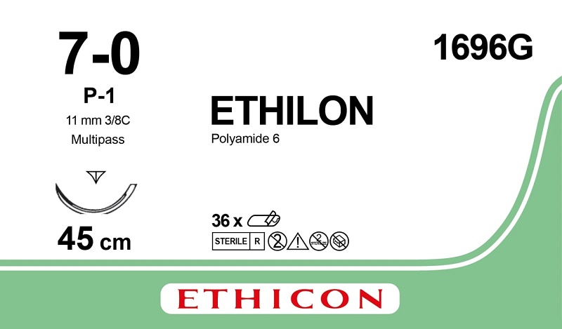ETHILON noir Monofil 45 cm 7-0