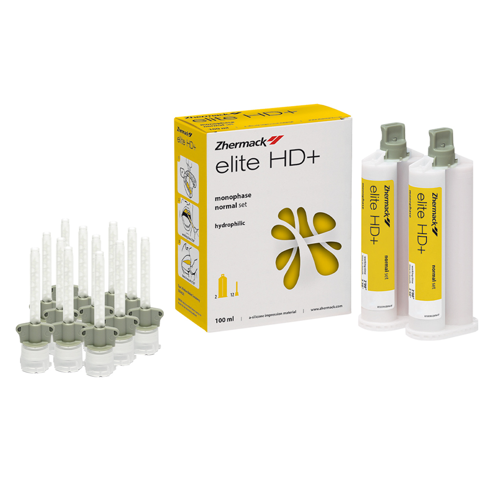 Elite HD+ Monophase durcissant normalement, 2 x 50 ml cartouche, 12 embouts de mélange