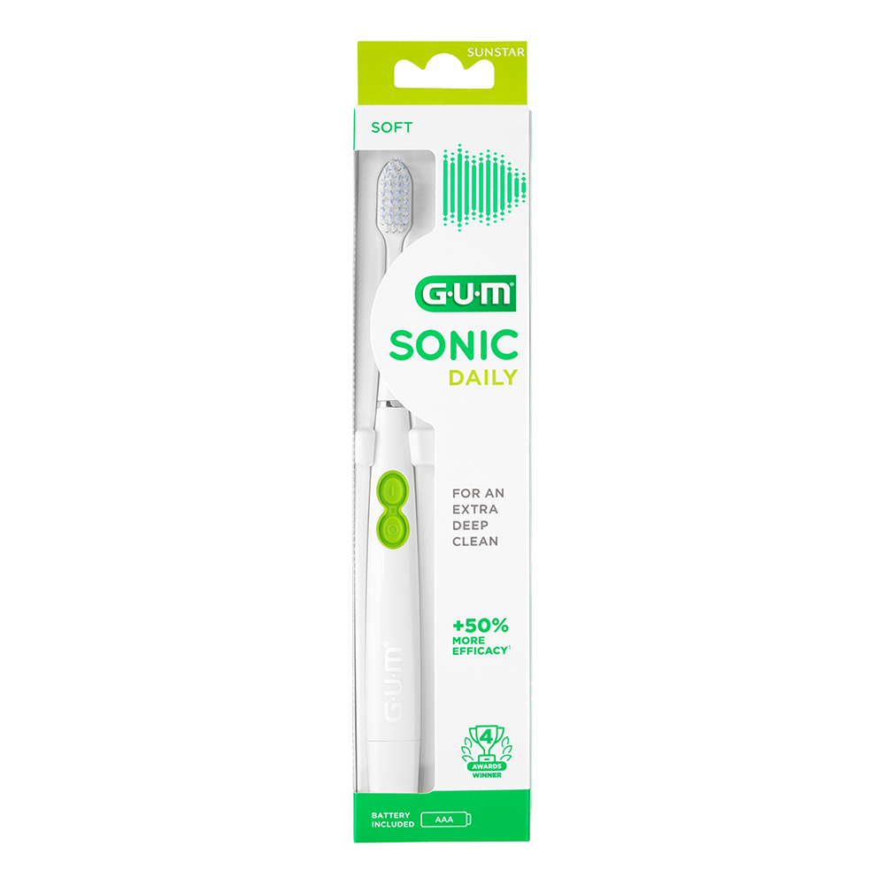 Brosse à dents Gum SONIC Daily blanche, pièce