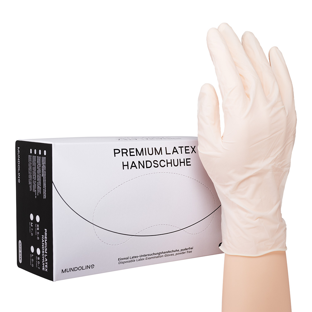 Gants en latex Mundoline Premium taille S, 100 pièces