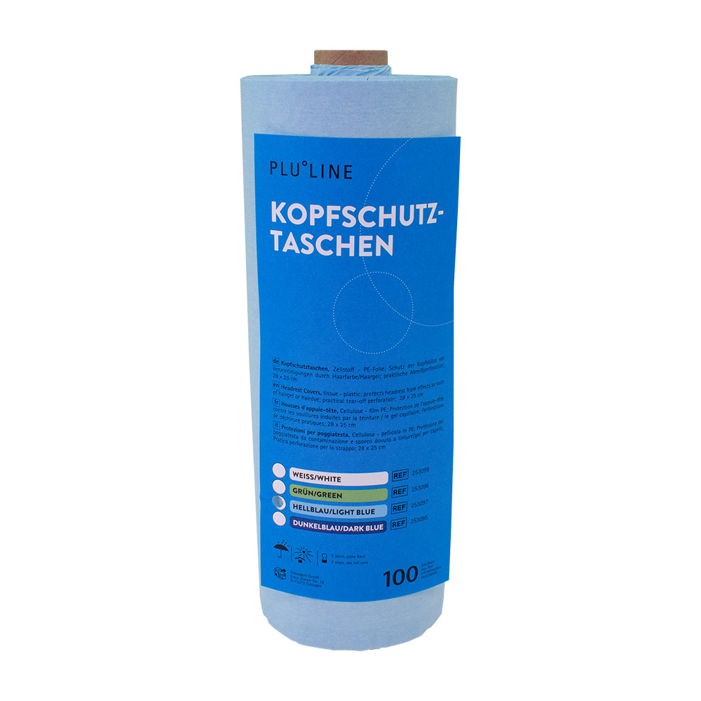 Sacs de protection pour tête PLULINE 28 x 25 cm bleu clair, 100 pièces