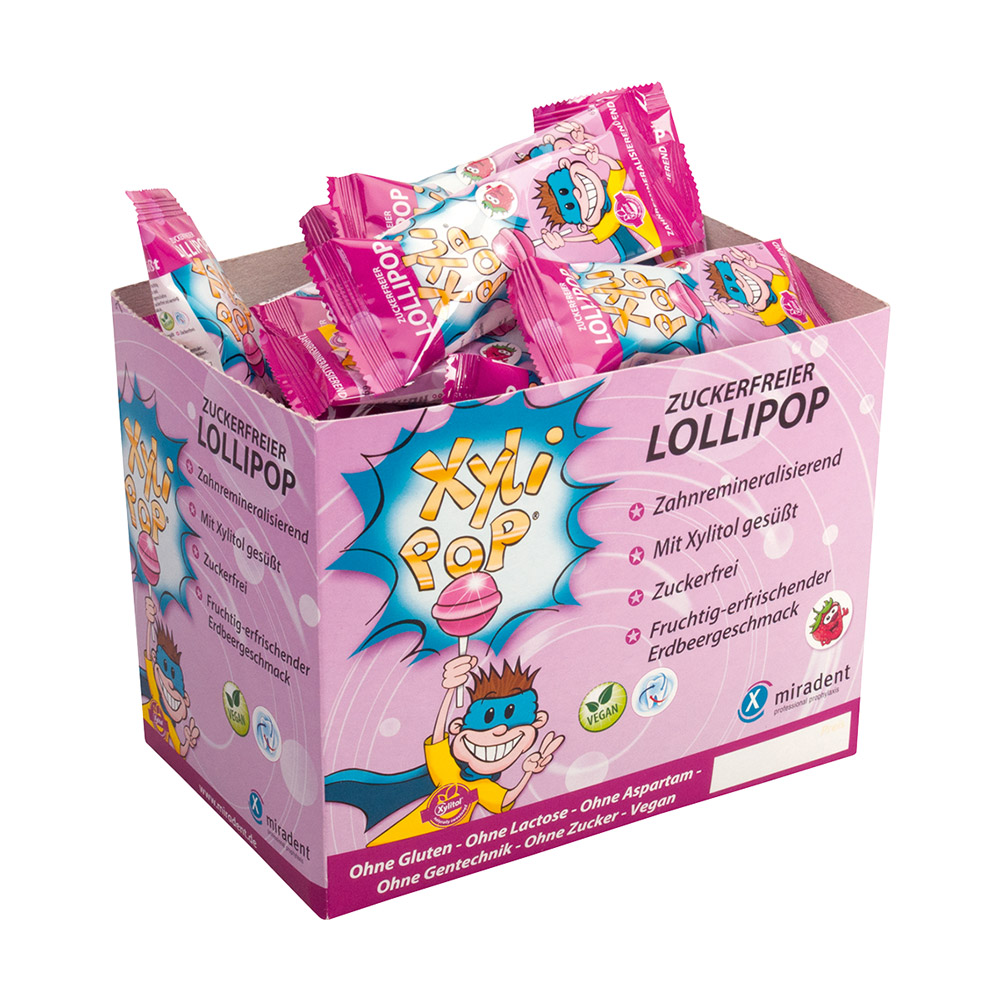 miradent XyliPOP Lolli Erdbeer.Pa50