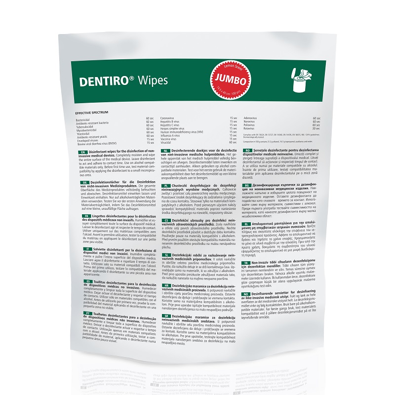 DENTIRO Jumbo Wipes Lemon 14,5 x 40 cm Refill, 100 Stück Packung
