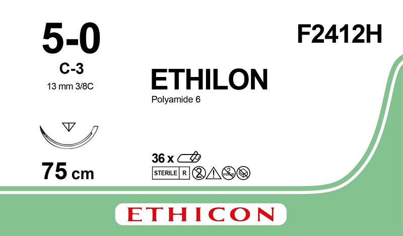 Ethilon 5-0 C-3 75 cm F2412, 36 pièces