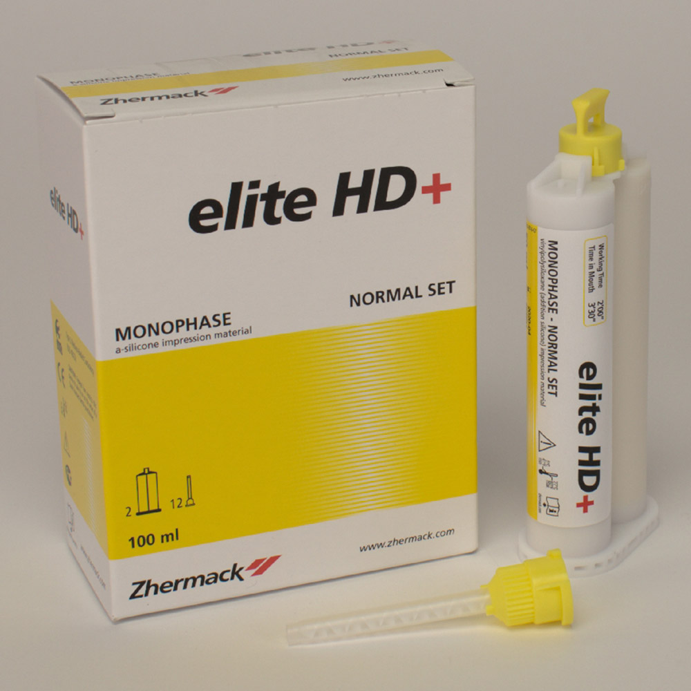 Elite HD+ Monophase durcissant normalement, 2 x 50 ml cartouche, 12 embouts de mélange
