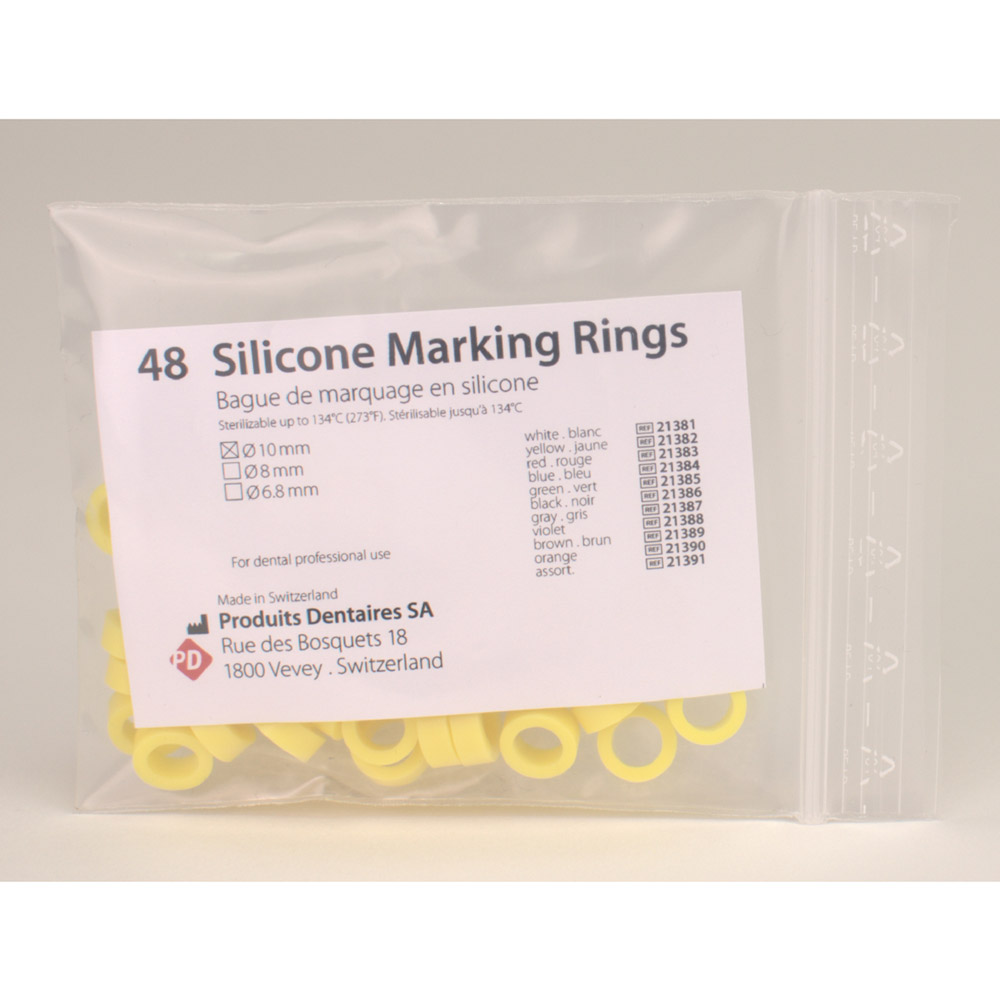 Silikon Ringe 10 mm gelb, 48 Stück
