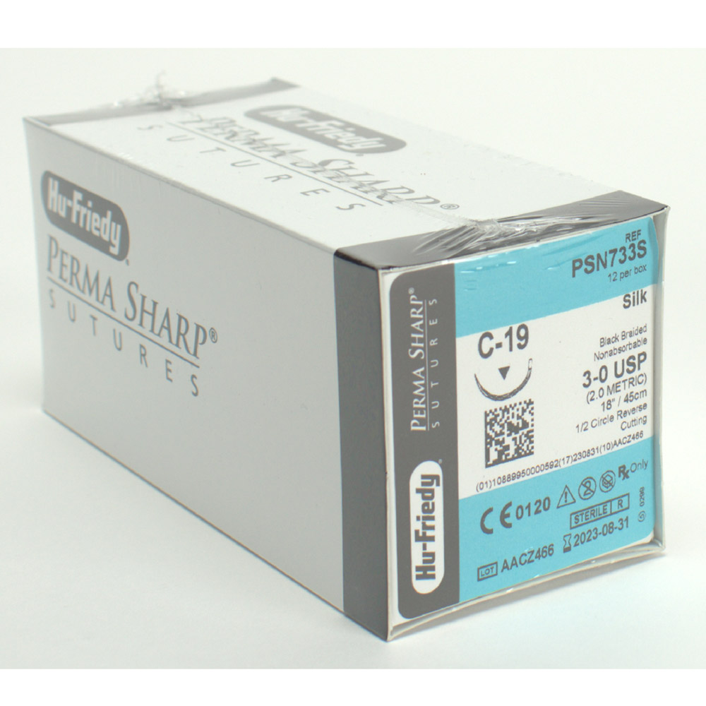 Sutures Soie #3-0NA/C-19 inversée 3/8 cercle