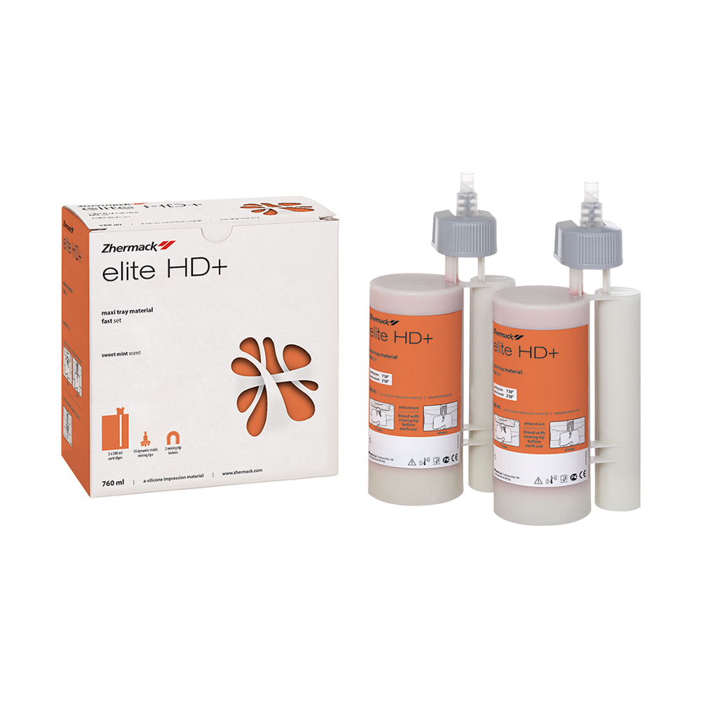 Matériau pour porte-empreintes Elite HD+ maxi Fast, 6 x 380 ml + 2 embouts mélangeurs Lockers