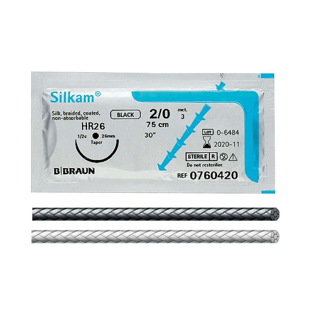 Silkam noir HS21 3/0 45 cm, 12 pièces