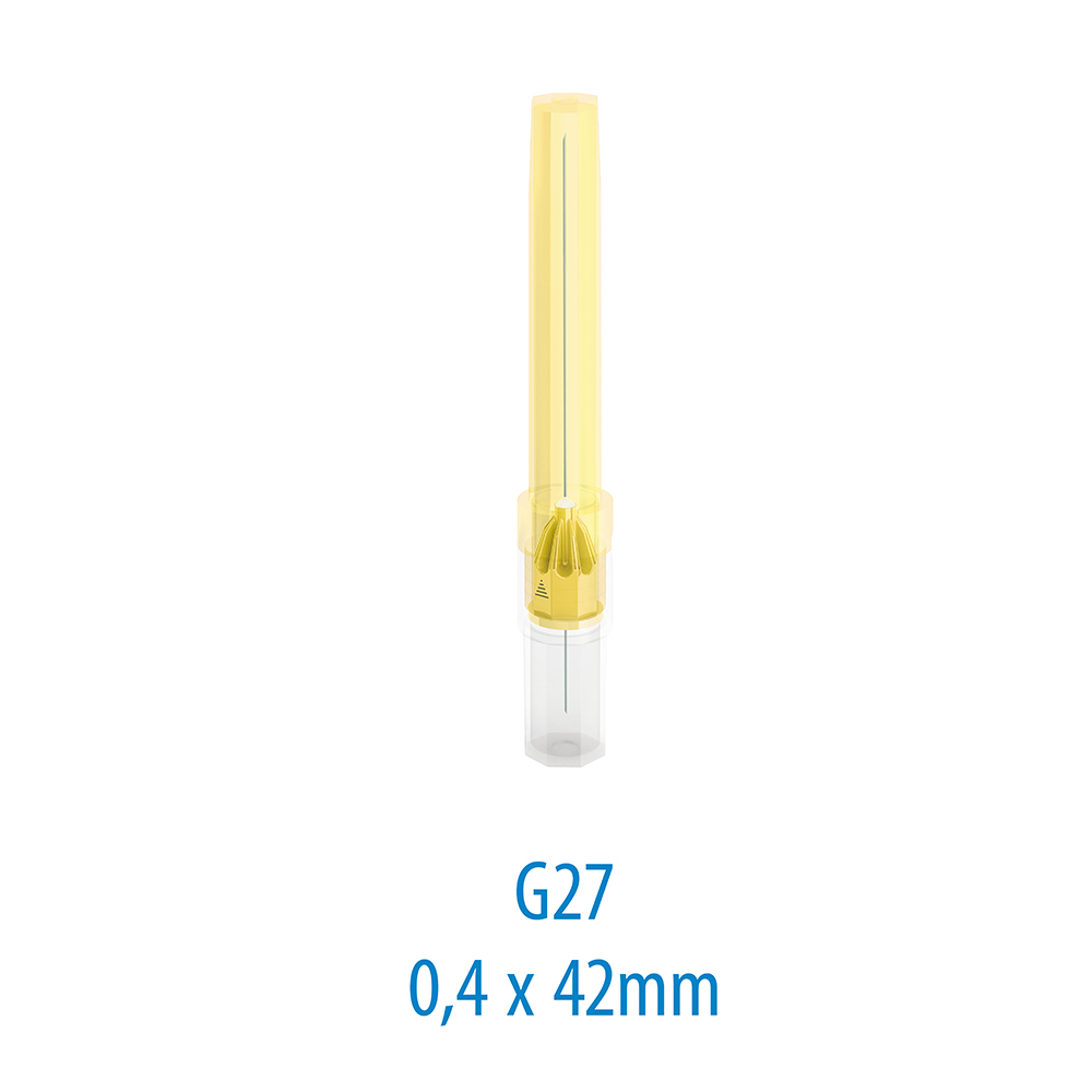 PLULINE Aiguilles d'injection longues 27G 0,4x42 mm jaune, 100 pièces